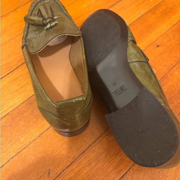 Zara Olive Green Tassel Loafers - Picture 6 of 6